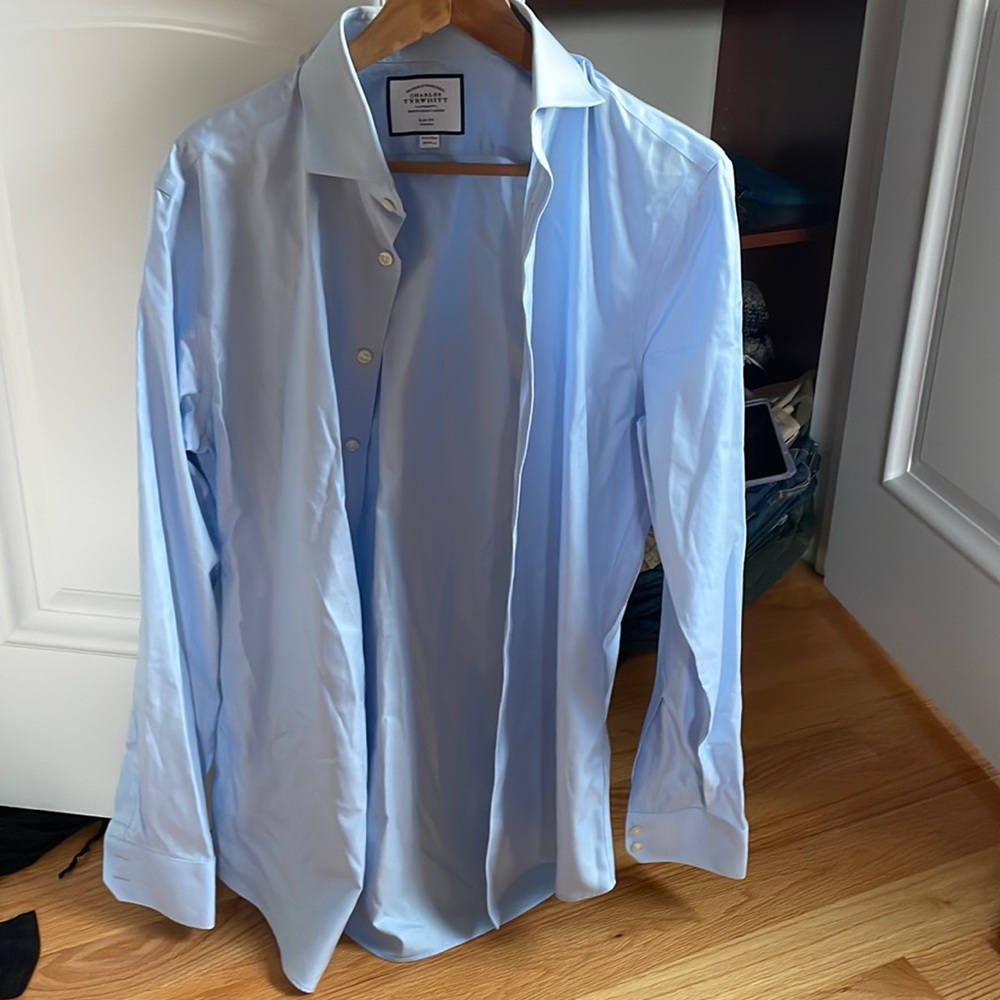 Slim fit blue button down shirt
